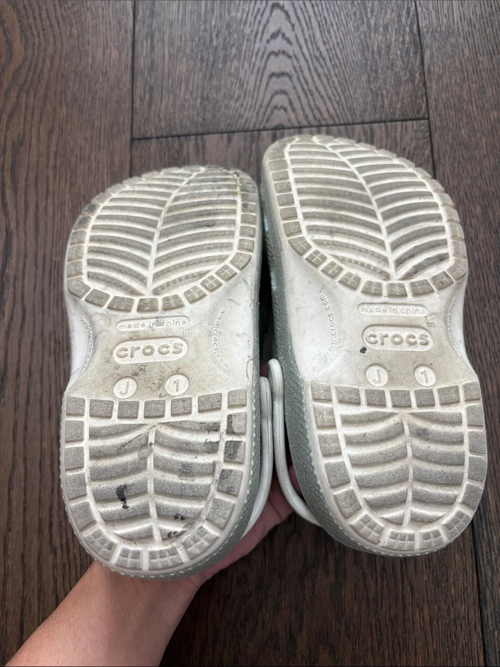 CROCS Kids Glitter Silver Clogs with Adjustable Heel Strap